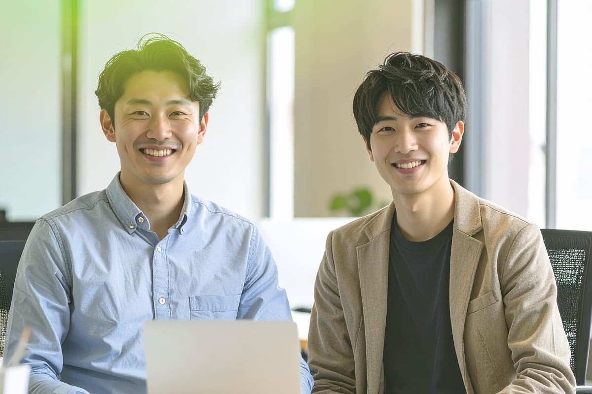 ES添削担当講師と金融業界に就職した学生の面談風景