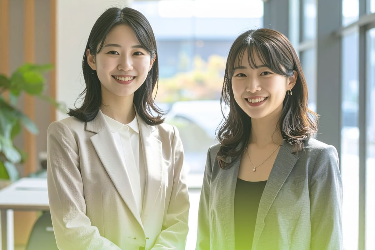 ES添削担当講師と金融業界に就職した学生の面談風景