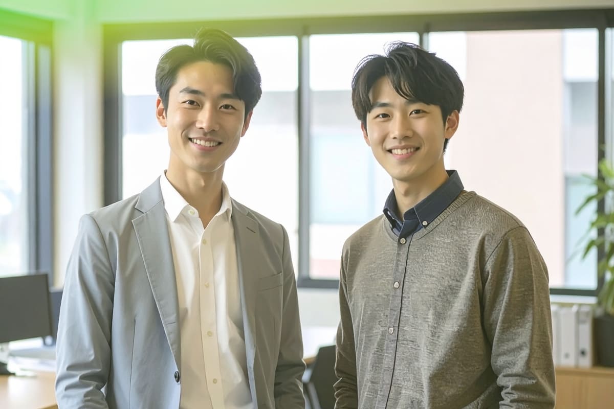 ES添削担当講師と金融業界に就職した学生の面談風景