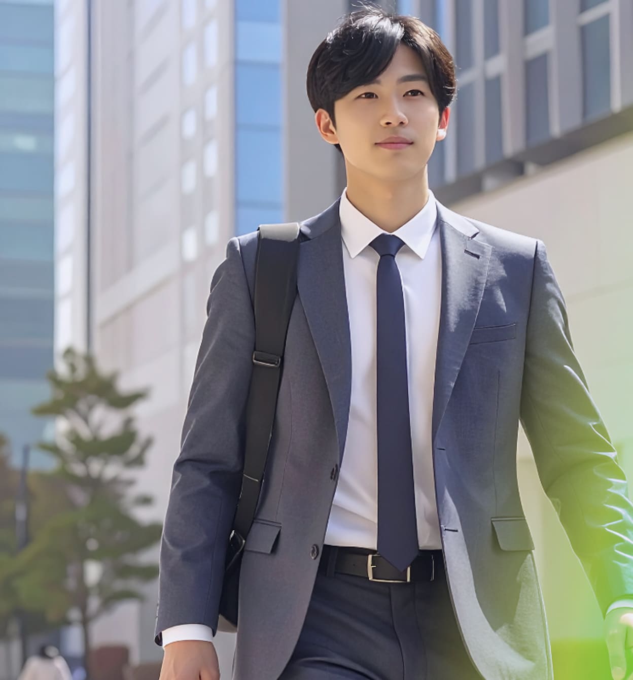 前を向き颯爽と歩くスクール生の画像